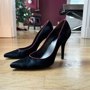 Stuart Weitzman Black Heels with Pink Trim